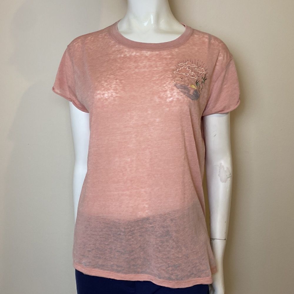 We The Free Top Sheer Oversized Comfy Embroidered Sunset Size small